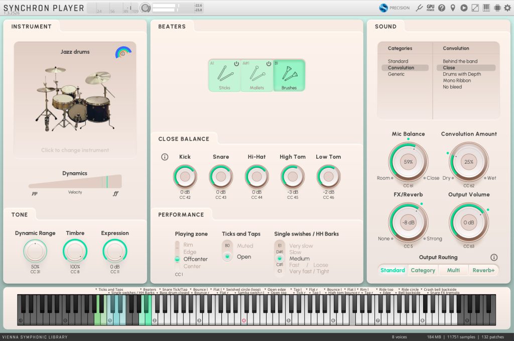 VSL Studio Jazz Drums interface utilisateur GUI
