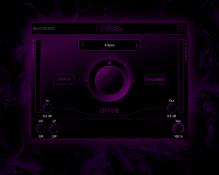 BLVCK AUDIO ECSTASY interface utilisateur GUI