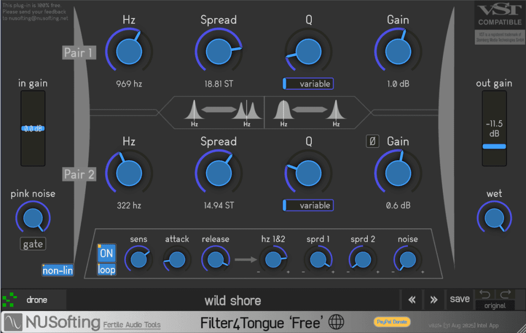 Filter4Tongue interface utilisateur / GUI