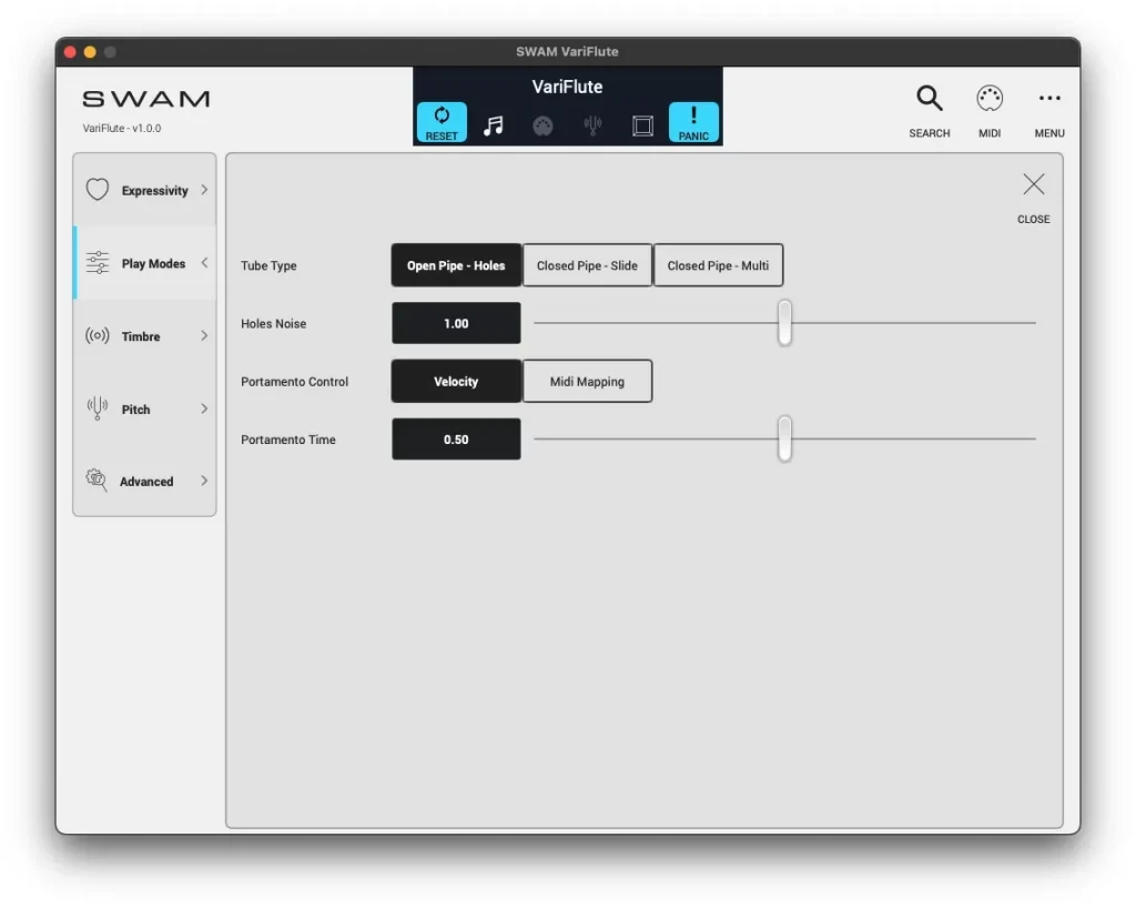 VariFlute interface mode de jeux