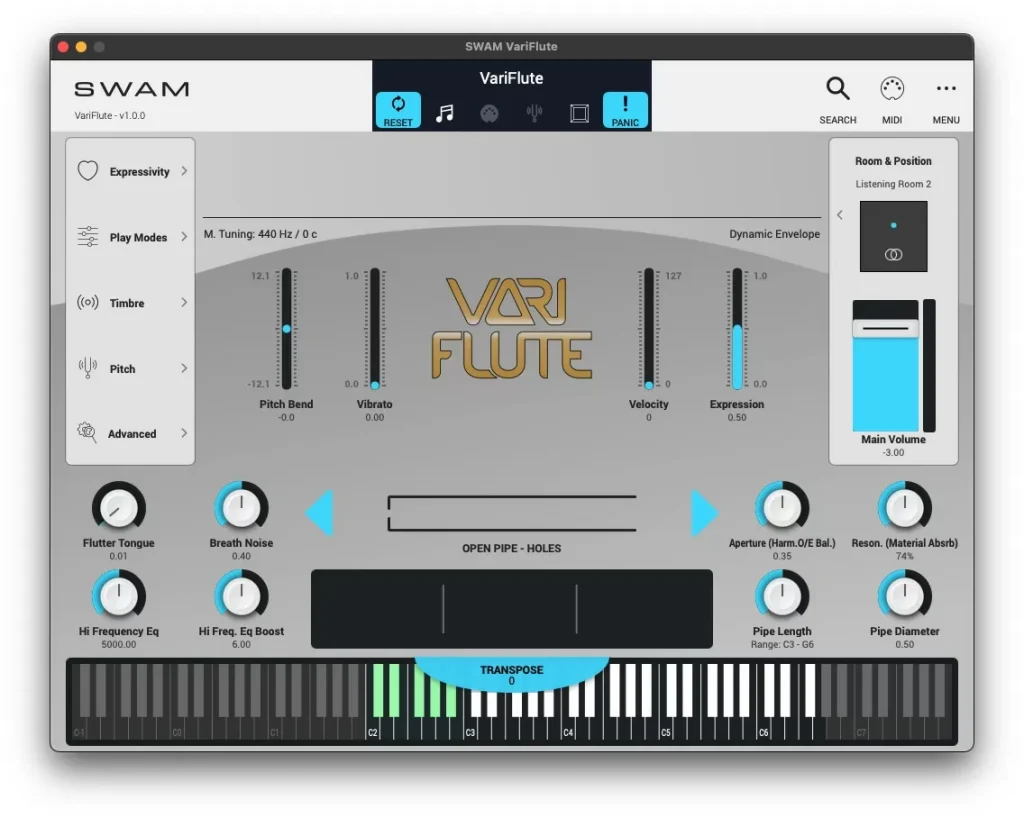 VariFlute interface utilisateur globale GUI