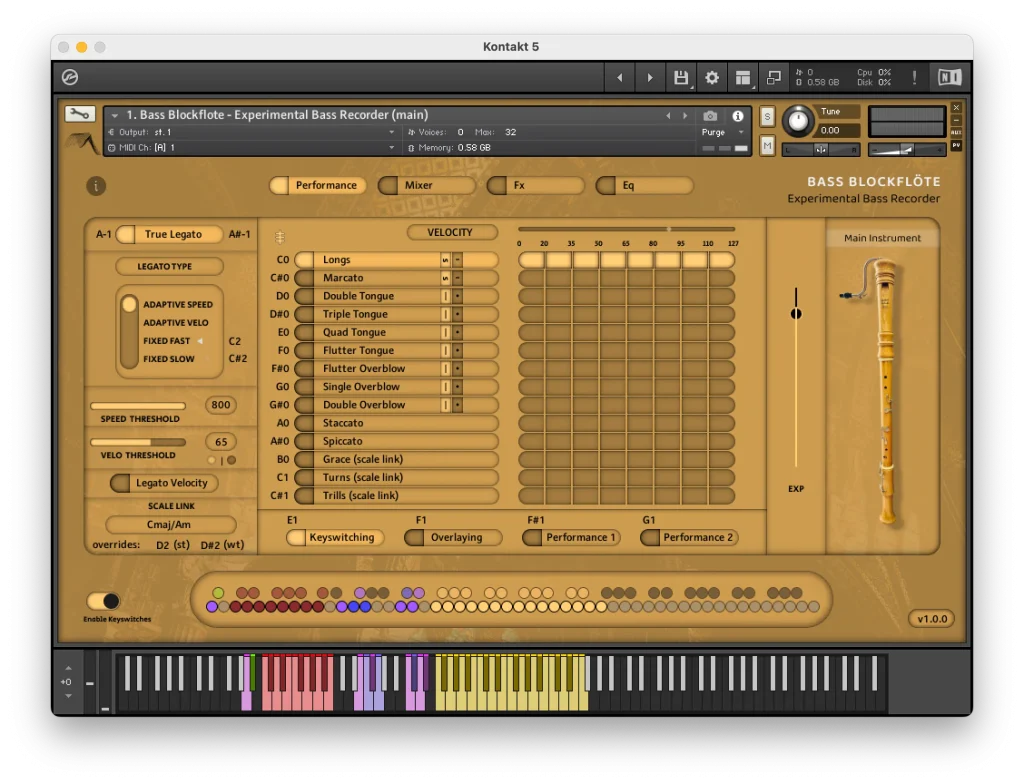 Insanity Samples Bass Blockflöte interface utilisateur GUI