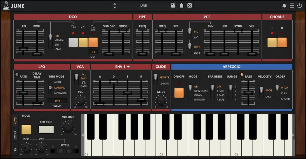 Audiothing June interface utilisateur GUI 