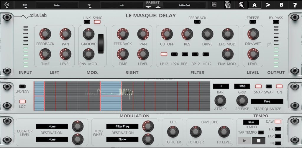 XILS-Lab Le Masque:Delay V2.0 interface utilisateur GUI