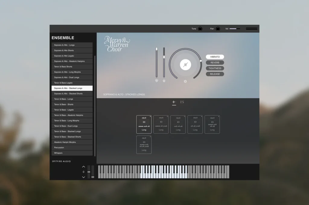 Spitfire Audio Mervyn Warren Choir interface utilisateur GUI