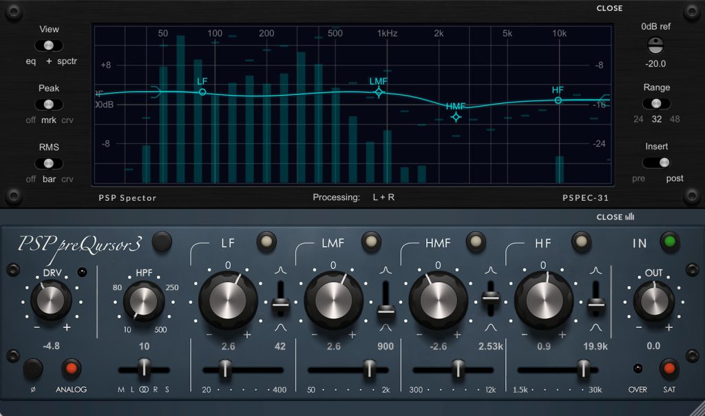 PSPaudioware preQursor3 interface utilisateur GUI