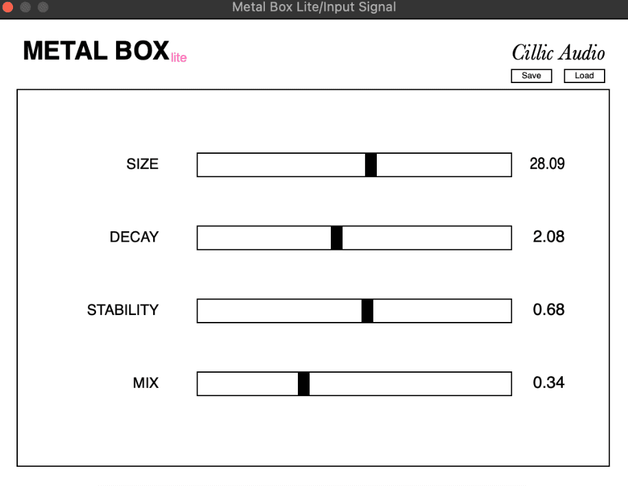 Cillic Audio Metal Box Lite interface utilisateur GUI