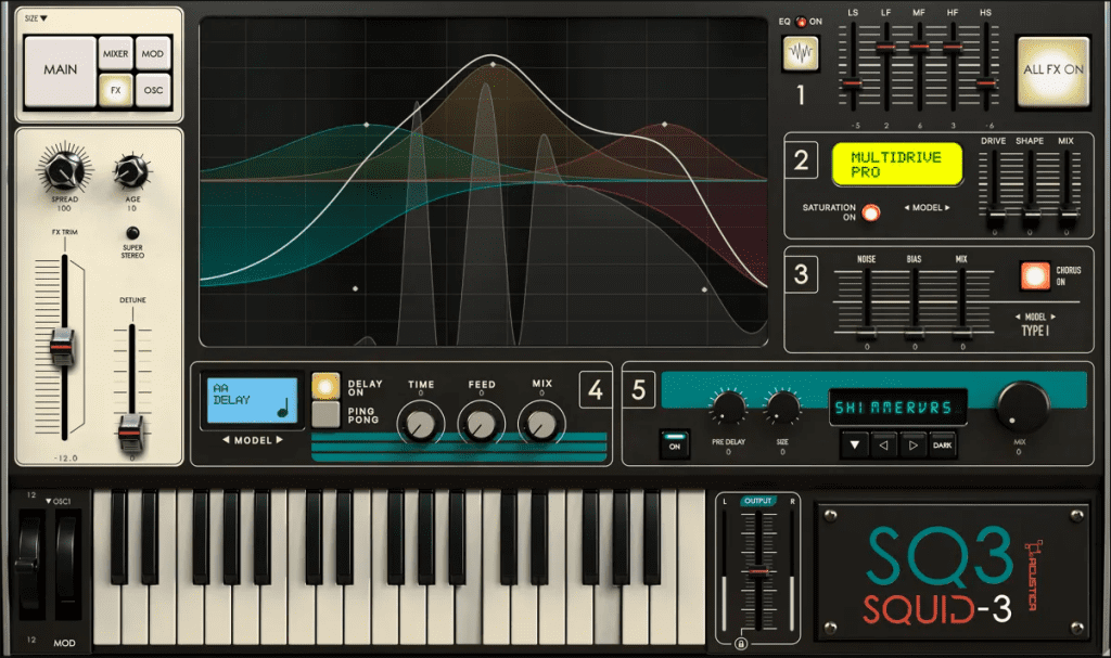 Acustica Audio Squid3 - interface utilisateur Standard / onglet FX