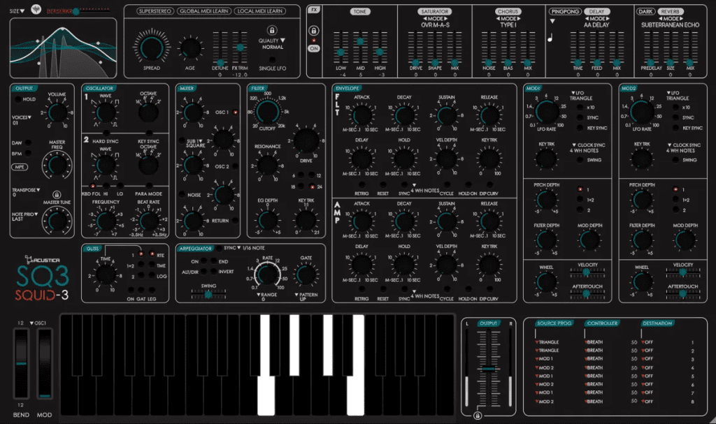 Acustica Audio Squid3 - interface utilisateur Flat