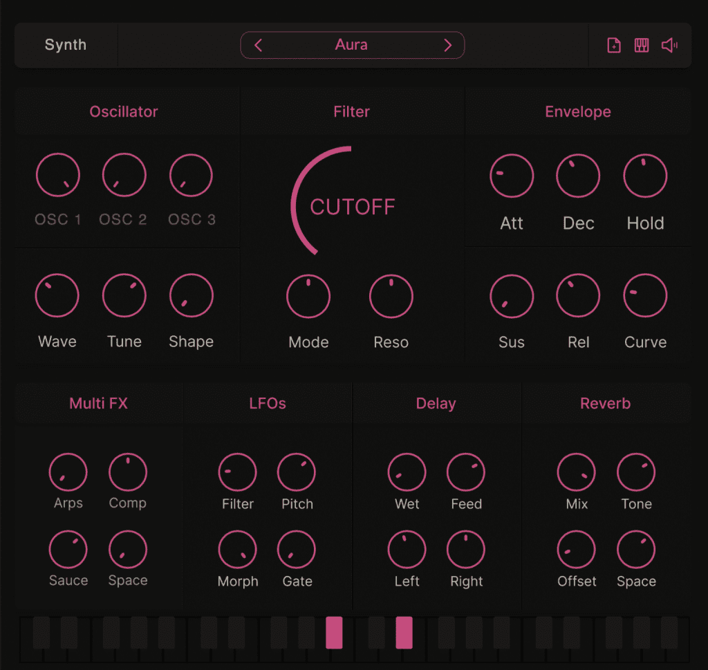 AngelicVibes Heartbreaker Synth - interface utilisateur GUI