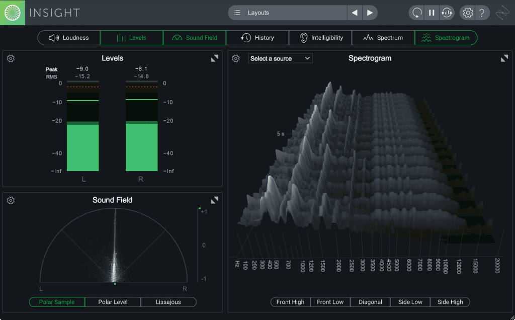 Izotope Insight 2 - interface utilisateur GUI