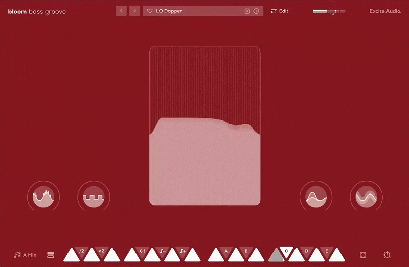 Excite Audio Bloom Bass Groove Lite - interface utilisateur GUI