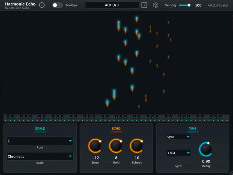 Soft Loop Audio Harmonic Echo - interface utilisateur GUI
