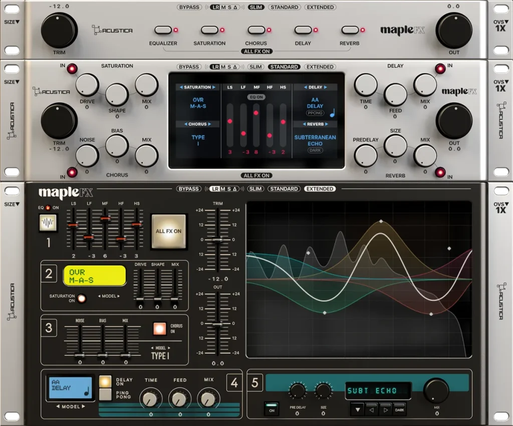 Acustica Audio Maple FX - 3 interfaces audio GUIs