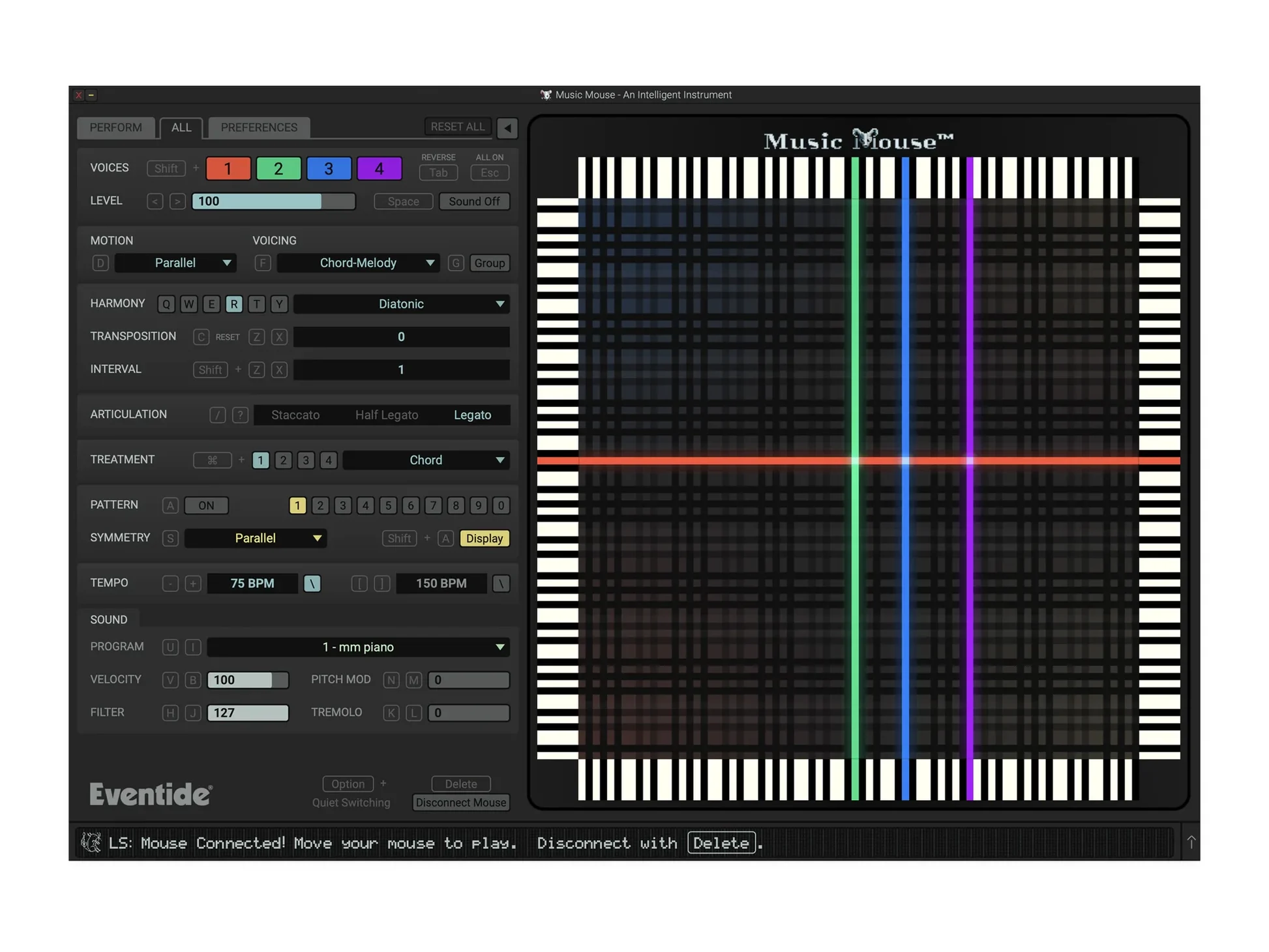 Eventide Music Mouse - interface utilisateur·ice