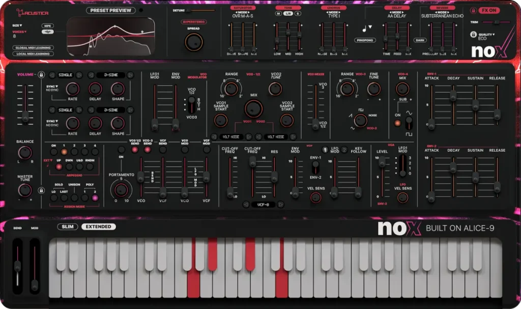 Acustica Audio Nox - interface Extended