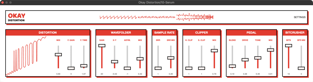 Okay Synthesizer Okay Distortion - GUI