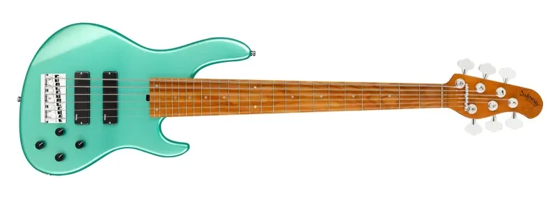 MetroExpress 24-Fret Modern Bass, 6-String - Solid Sage Green Metallic High Polish - vue de face