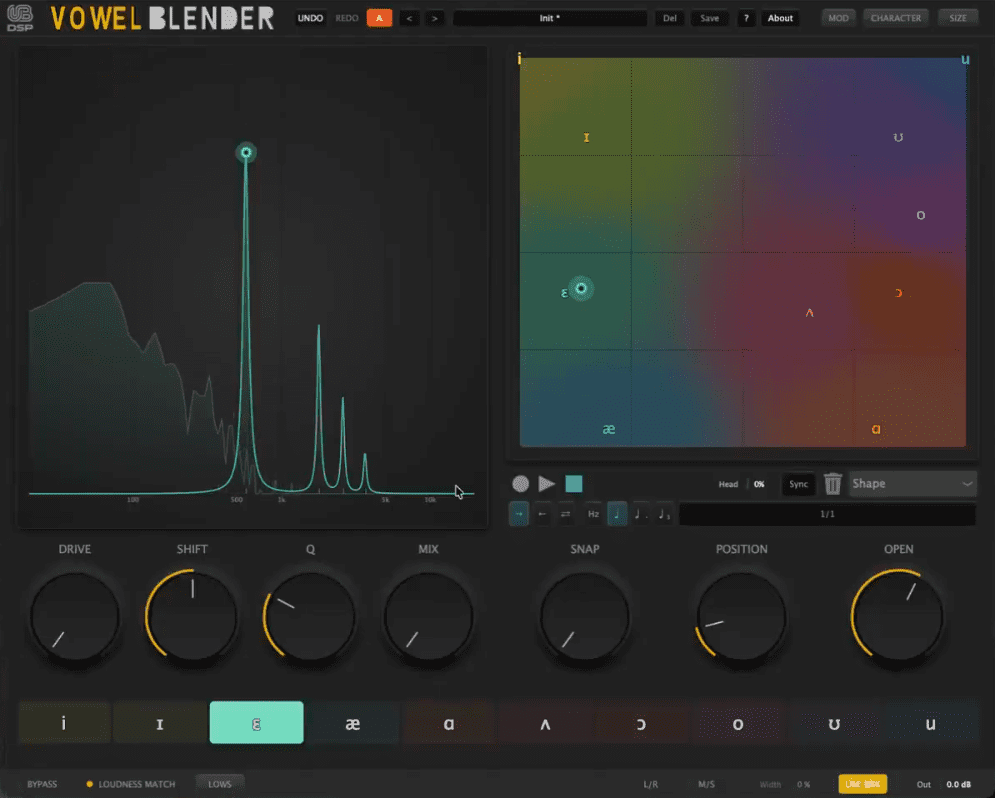 UB DSP Vowel Blender - interface utilisateur·ice