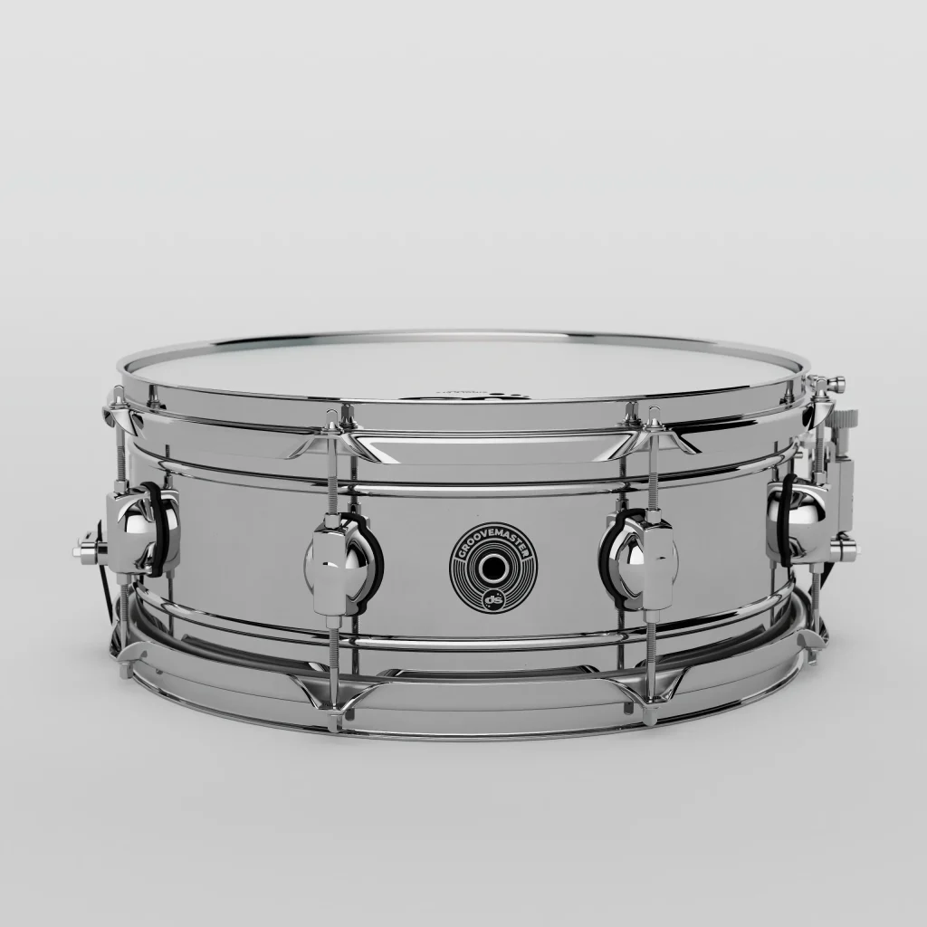 DS Drum Groo­ve­Mas­ter 14×5.5 Steel Snare Drum - vue de face