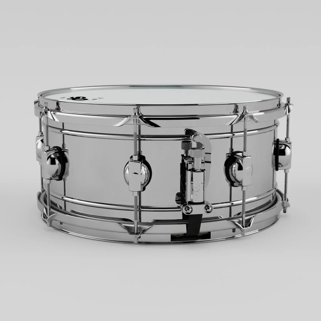 DS Drum Groo­ve­Mas­ter 14×6.5 Steel Snare Drum - vue de face
