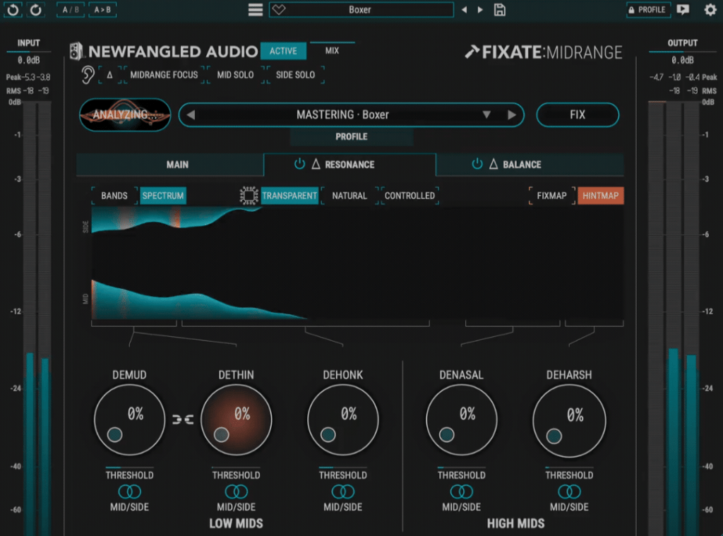 Eventide et NewFangled Audio - Fixate:Midrange / fenêtre avancée