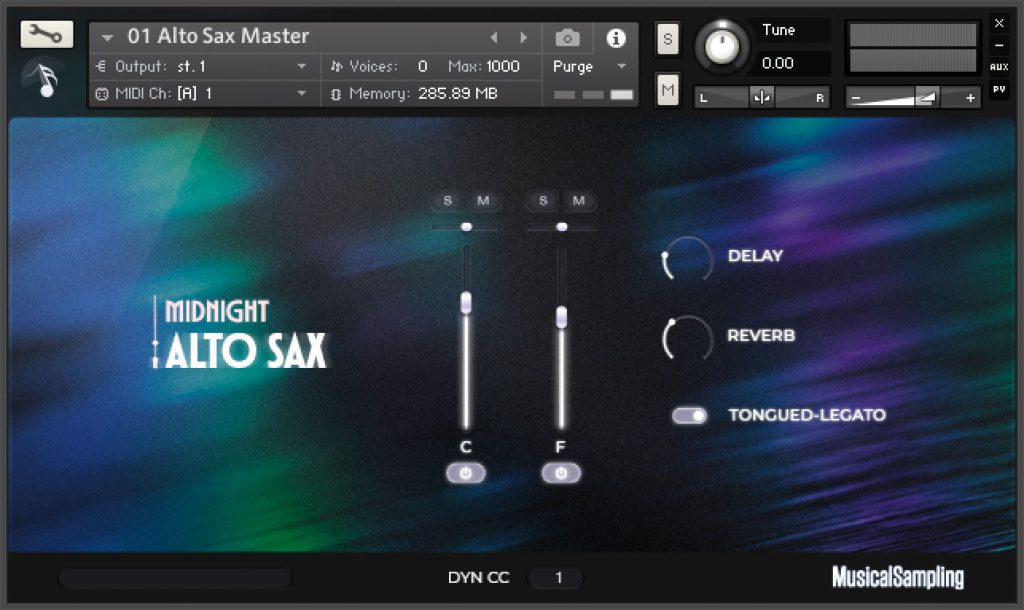 MusicalSampling Midnight Alto Sax - GUI