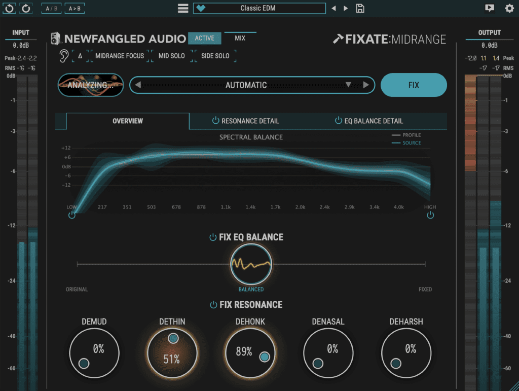 Eventide et NewFangled Audio - Fixate:Midrange / fenêtre principale