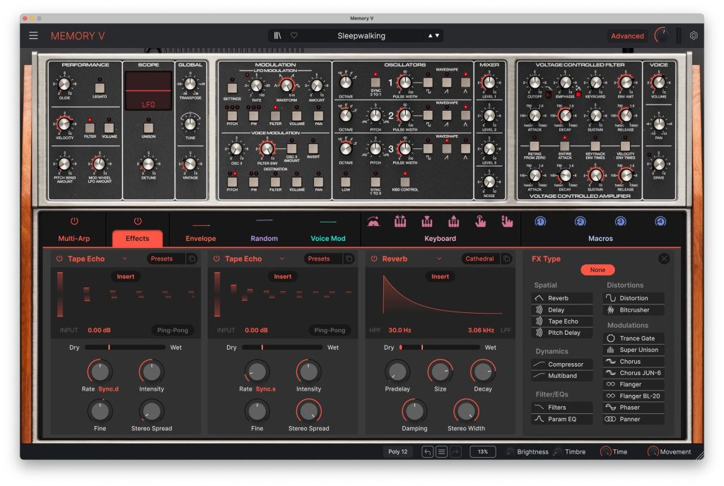 Arturia Memory V - modules d'effet