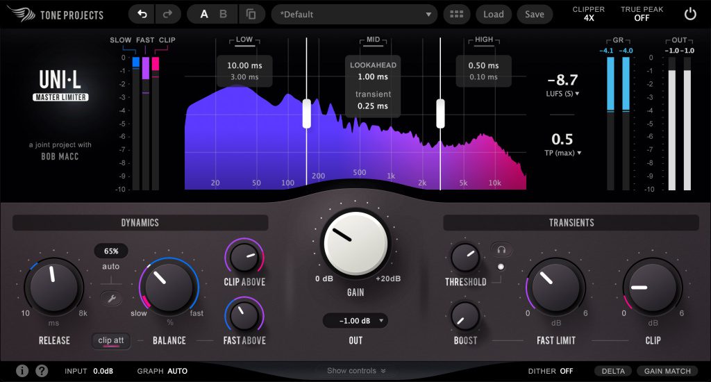Tone Projects Uni·L - interface utilisateur·ice