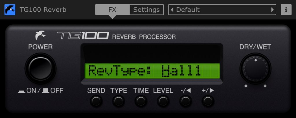 Martinic TG100 Reverb - GUI