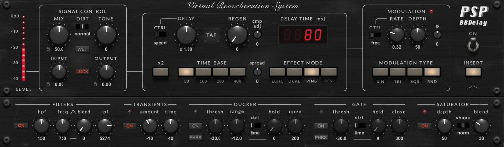 PSP Audioware PSP BBDelay - GUI