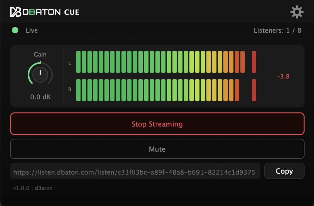 DBaton Cue / interface d'émission