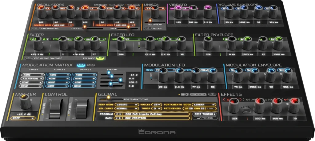 Disco DSP Corona 7 - thème graphique Dark