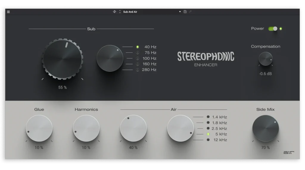 Air Music Tech Stereophonic Enhancer - GUI