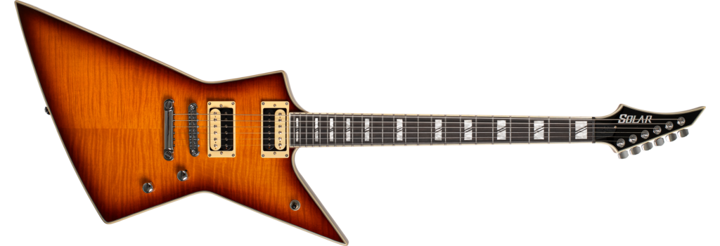 Solar Guitars Historia EF1.6 / Flame Amber Burst - Vue de face