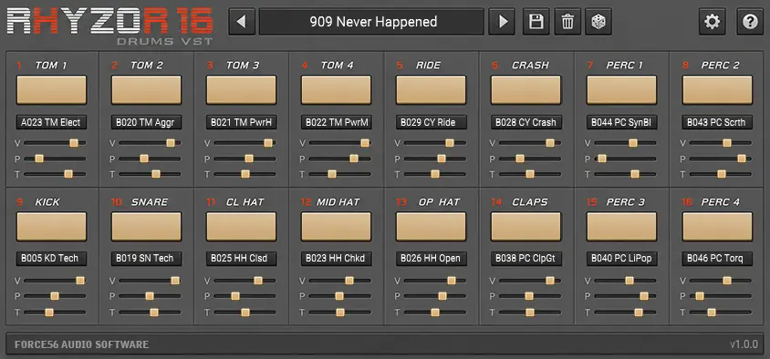 Force56 Audio Rhyzor 16 - GUI