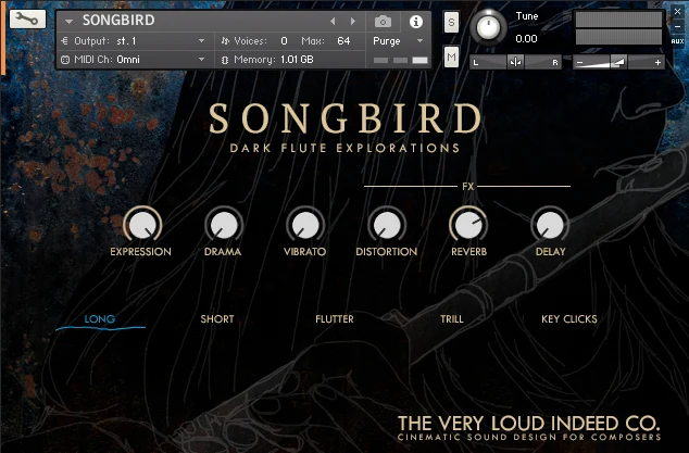 The Very Loud Indeed Co. Songbird: Dark Flute Explorations - GUI