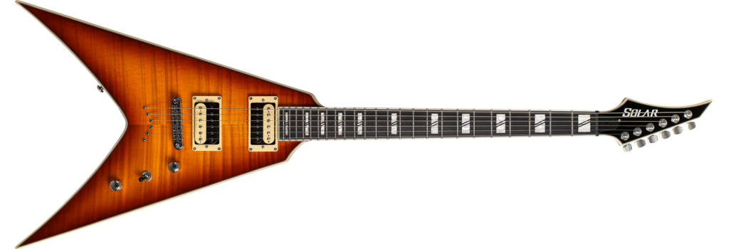 Solar Guitars Historia VF1.6 / Flame Amber Burst - Vue de face