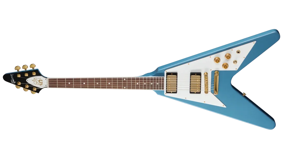 Gibson Tom Petty Flying V 50th Anniversary / Pelham Blue - Vue de face